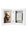 double cadre chien blanc photo avec empreinte de patte en plâtre Pearhead