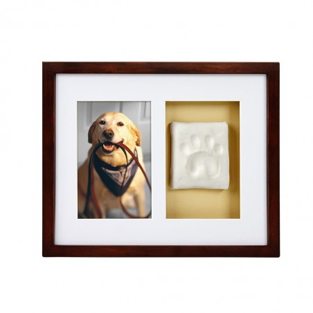 cadre mural chien photo avec empreinte de patte en plâtre Pearhead