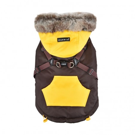doudoune pour chien marron avec harnais intégré Orson Puppia