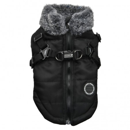 Manteau pour chien noir avec harnais intégré Donavan Puppia