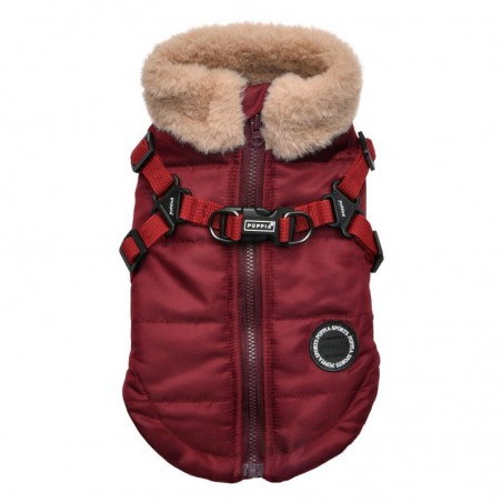 Manteau pour chien bordeaux avec harnais intégré Donavan Puppia