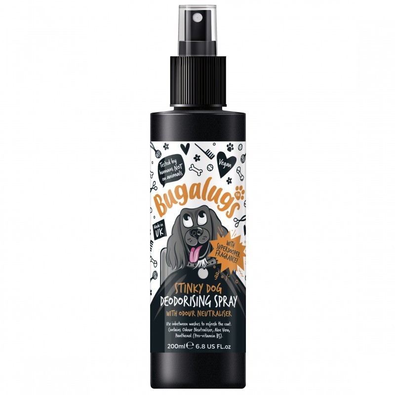 spray deodorant stinky dog pour chien et chiot bugalugs