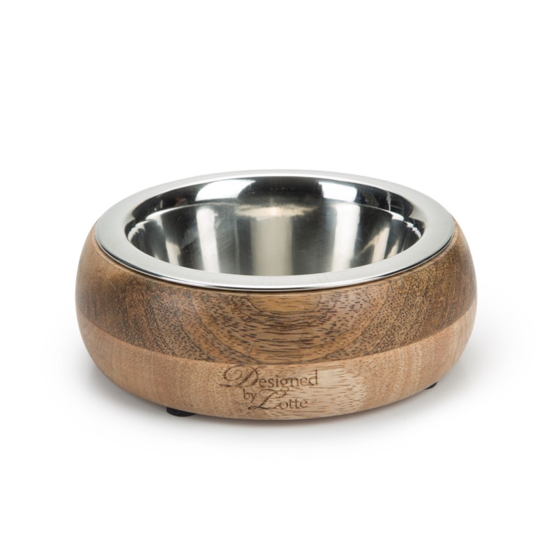 Gamelle bois et bol acier mandira pour chien designed by lotte