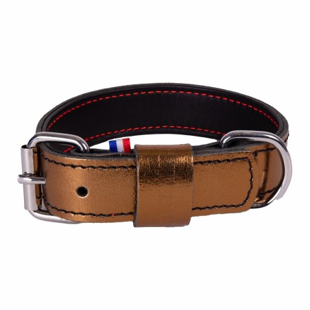 Collier chien en cuir cuivre métalisé  dakota martin sellier