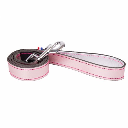 laisse pour chien en cuir rose métallisé dakota martin sellier