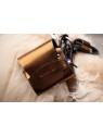 distributeur de sacs à crottes en cuir cuivre métallissé dakota poopidoo martin sellier attaché au collier de la même collection