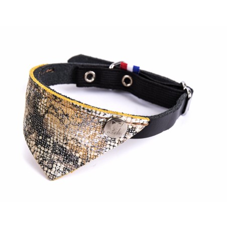 collier pour chat en cuir noir avec bandana malibu Martin Sellier