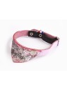 collier pour chat en cuir rose avec bandana malibu martin sellier