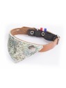 collier pour chat en cuir vert cognac avec bandana malibu martin sellier