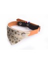 Collier pour chat en cuir Doré Orange avec bandana Miami MARTIN SELLIER
