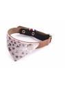 collier pour chat en cuir rose cognac avec bandana miami martin sellier