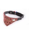 collier pour chat en cuir rouge noir avec bandana miami martin sellier