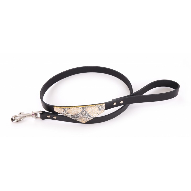 laisse pour chien en cuir noire avec bandana Malibu martin sellier