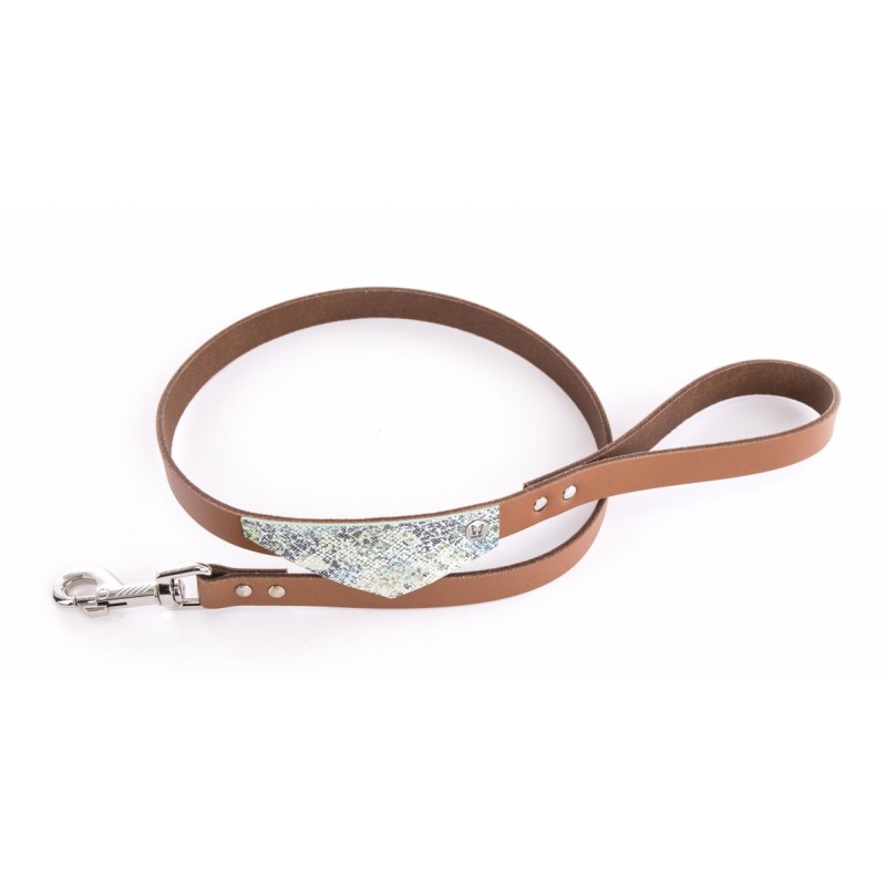 laisse pour chien en cuir cognac avec bandana malibu martin sellier