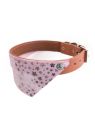 Collier pour chien en cuir rose cognac avec bandana Miami MARTIN SELLIER