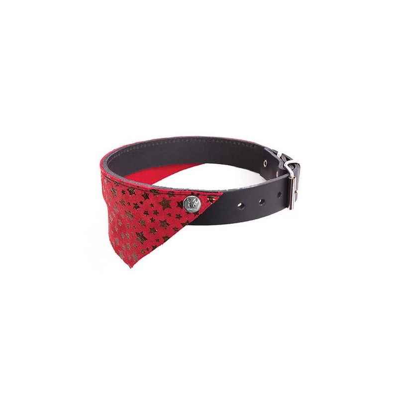 collier rouge noir avec bandana en cuir miami pour chien martin sellier