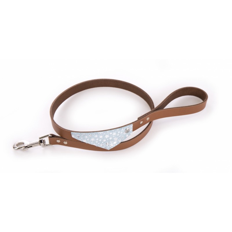 laisse chien cuir bleu cognac bandana miami martin sellier
