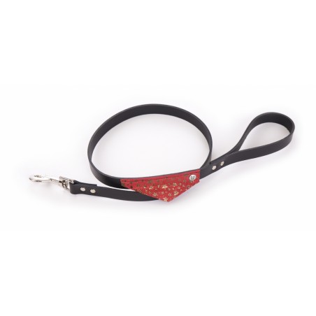 laisse pour chien en cuir rouge noir avec bandana miami martin sellier