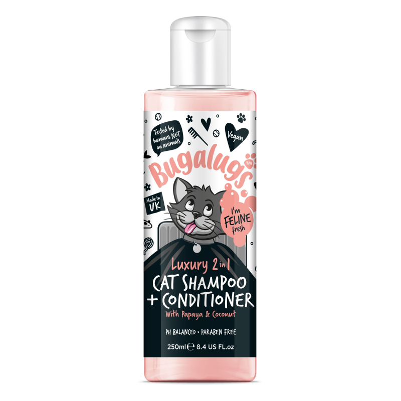 shampooing luxury 2 en 1 pour chat Bugalugs