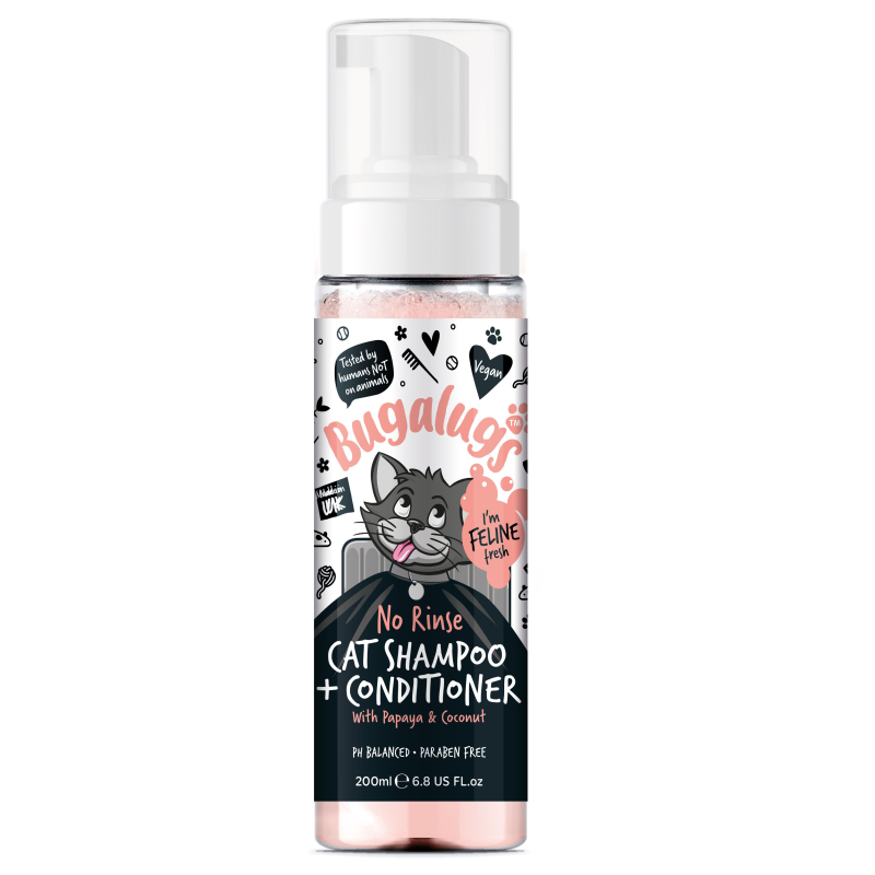 shampooing sans rinçage et conditionneur pour chat bugalugs