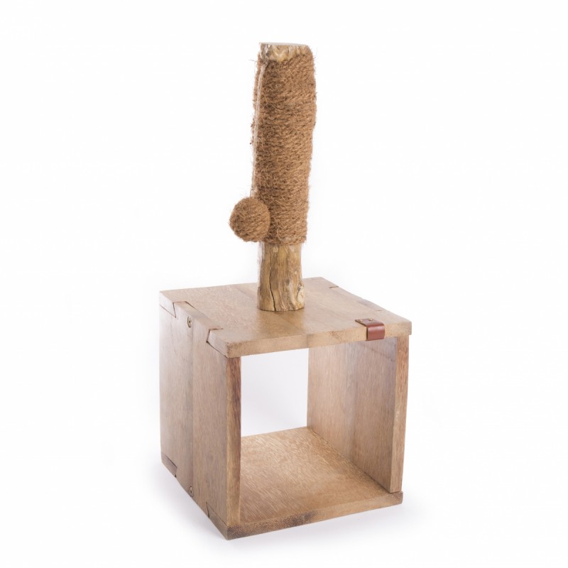 griffoir pour chat cube en bois de caféier martin sellier