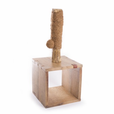 griffoir pour chat cube en bois de caféier martin sellier