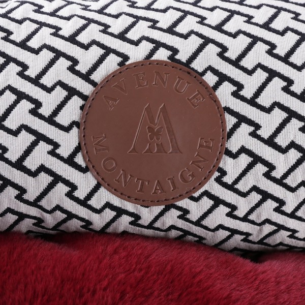 Corbeille pour chien et chat rouge collection Avenue Montaigne MARTIN SELLIER avec patch en cuir