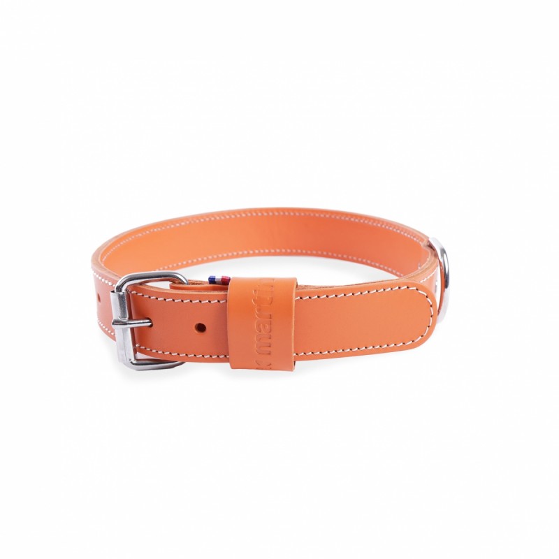 collier pour chien en cuir orange collection 107 martin sellier