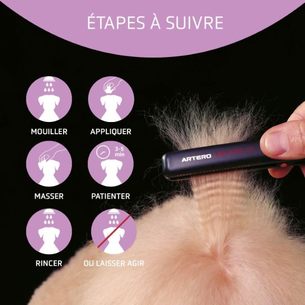 Conseils d'utilisatiion de l'après shampooing pour chien et chat protein vital Artero