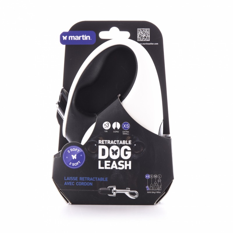 laisse pour chien rétractable cordon blanche 2 soft martin sellier