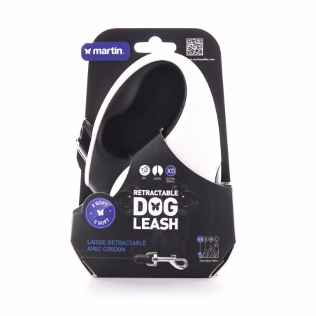 laisse enrouleur cordon 2 soft blanche pour chien martin sellier