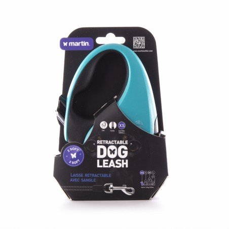 laisse pour chien enrouleur sangle bleue collection 2 soft martin sellier