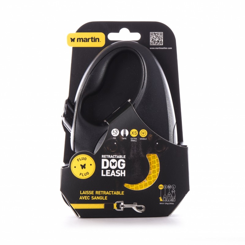laisse pour chien rétractable sangle FLUO orange martin sellier
