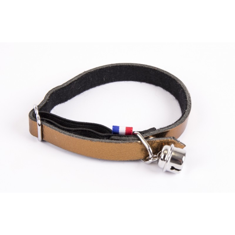 collier pour chat en cuir cuivre métallisé dakota martin sellier