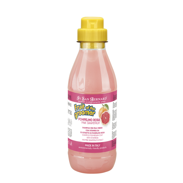 shampooing pour chien et chat à  poils mi longs pamplemousse fruit of groomer iv san bernard 500 ml