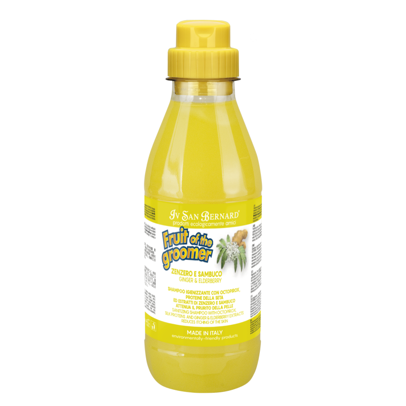 shampooing chien anti-démangeaison  sureau gingembre fruit of groomer iv san bernard