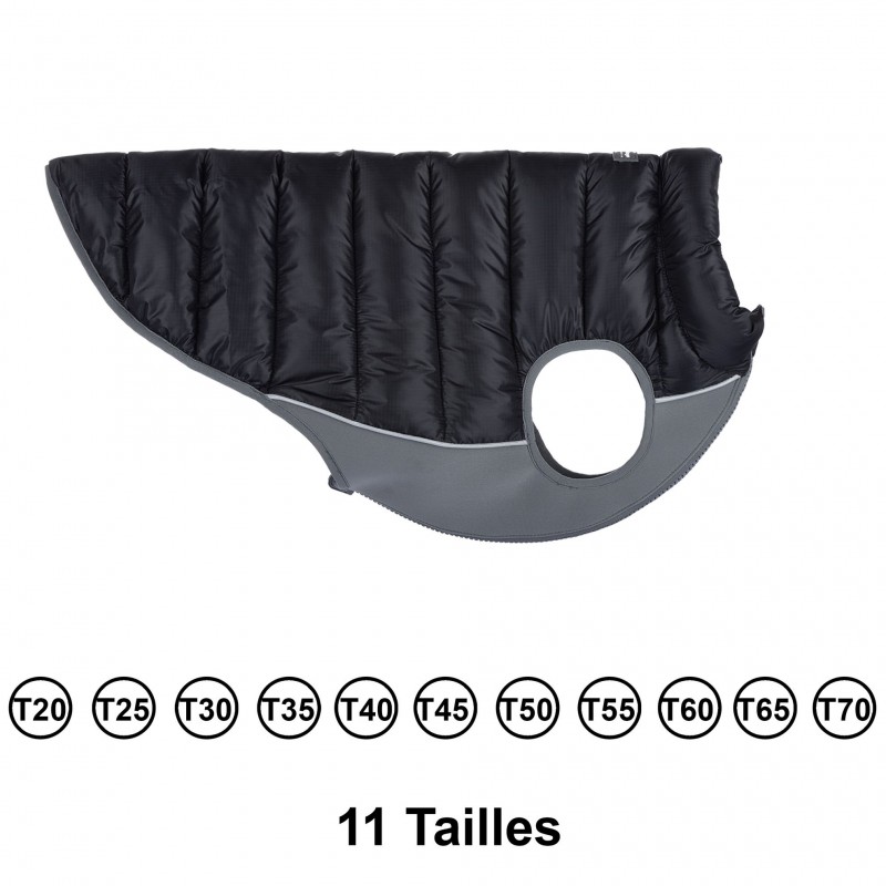doudoune pour chien réversible noir gris red dingo
