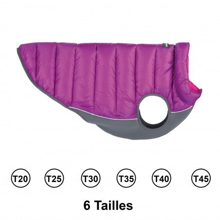 doudoune pour chien réversible violet rose red dingo