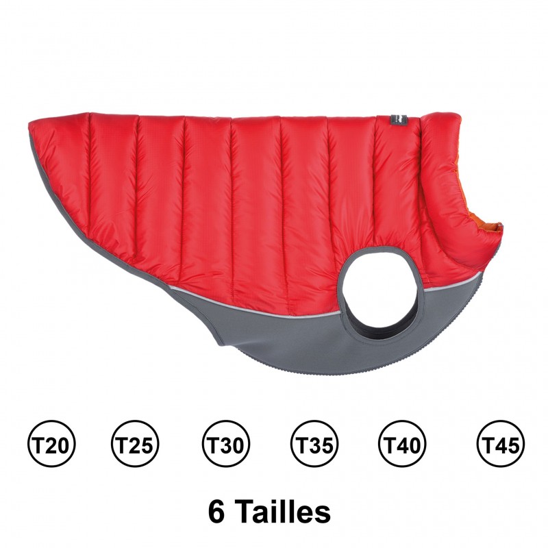 doudoune pour chien réversible rouge orange red dingo