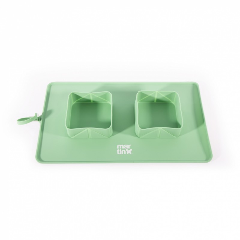 gamelle double pliable silicone verte pour chien et chat martin sellier