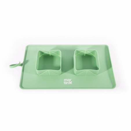 gamelle double pliable silicone verte pour chien et chat martin sellier