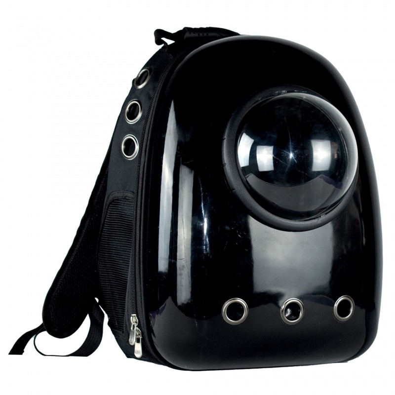 sac à dos pour chat noir cosmonaute doogy avec bulle