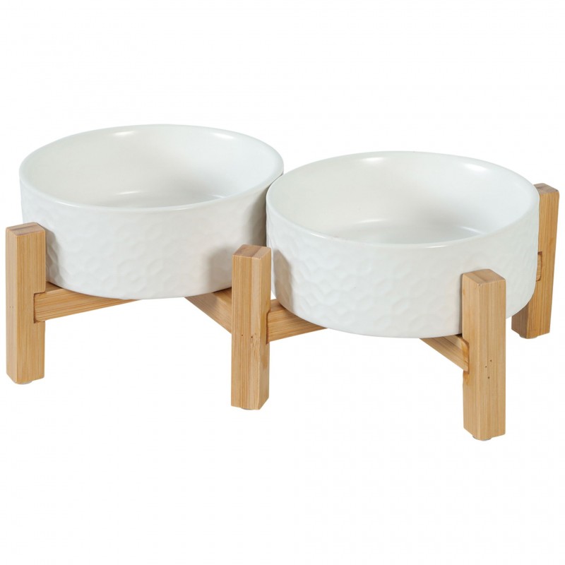 Gamelle double pour chat grès blanche keramo zolux