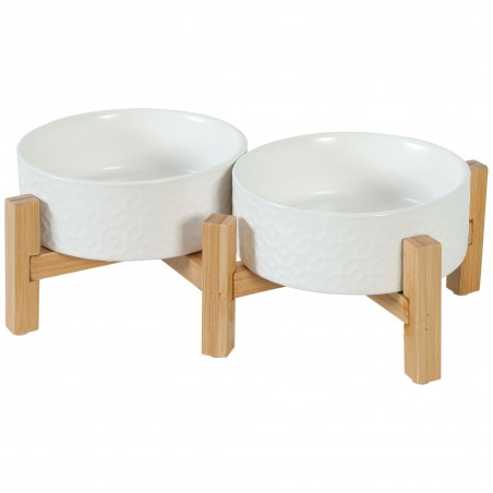 Gamelle double pour chat grès blanche keramo zolux