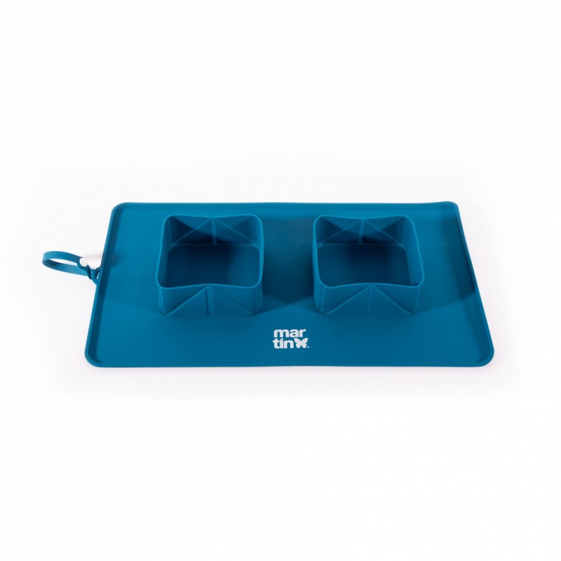 gamelle chat double pliable silicone bleue martin sellier