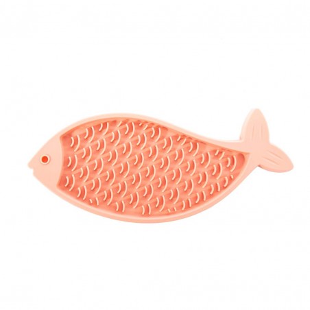 tapis de léchage pour chat rose en silicone poisson martin sellier