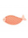 tapis de léchage pour chat rose en silicone poisson martin sellier