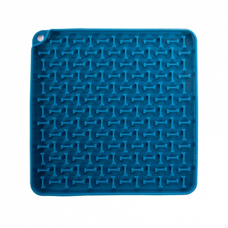 Tapis de léchage pour chat bleu silicone carré MARTIN SELLIER