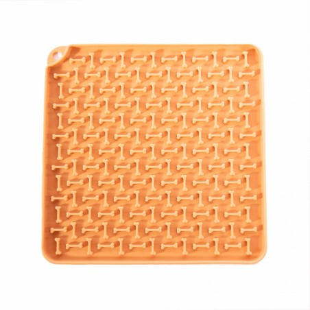 Tapis de léchage chat orange silicone carré MARTIN SELLIER