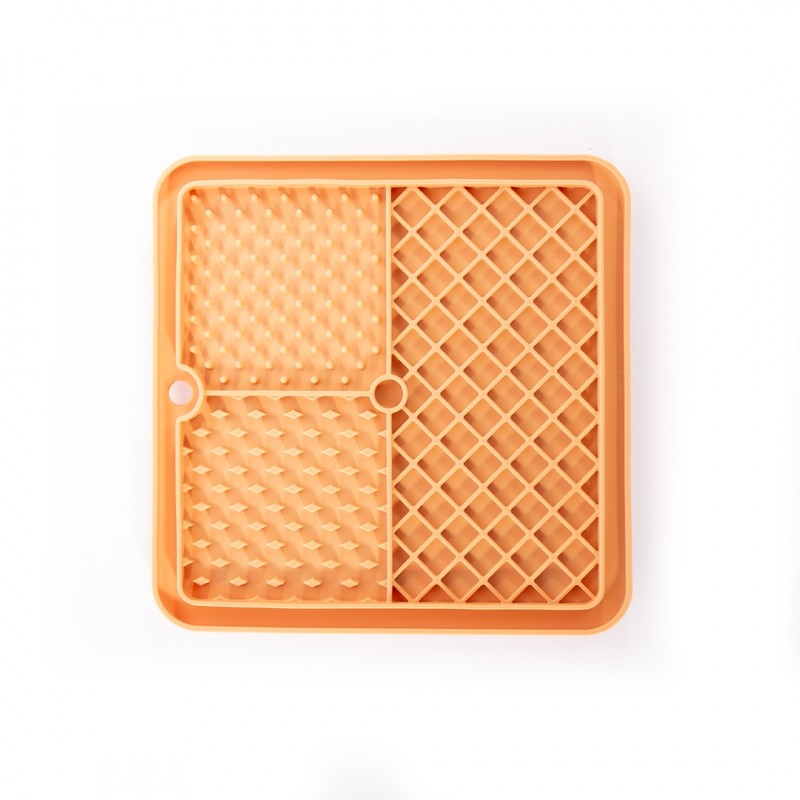 tapis de léchage chat orange silicone trio martin sellier